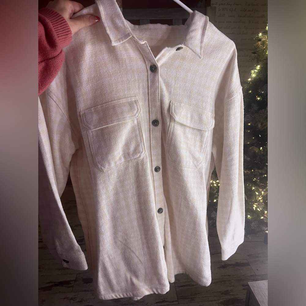 White and Cream Checkered Flannel